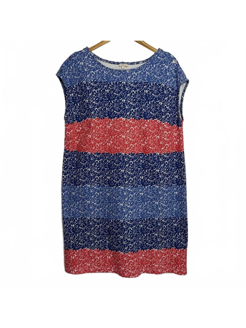 Talbots Womens Dress Shift Floral Cotton Midi Buttons Stretch Sz 2X READ
